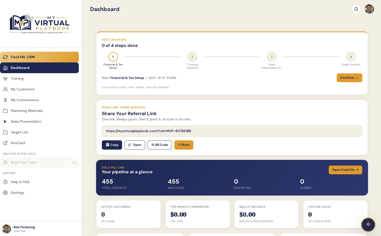 The MVP Back Office dashboard