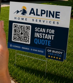 Real yard sign with QR code